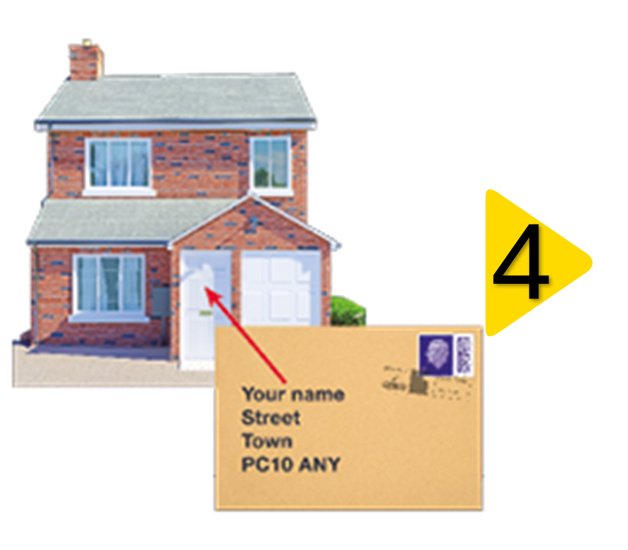Image of a house and an addressed envelope