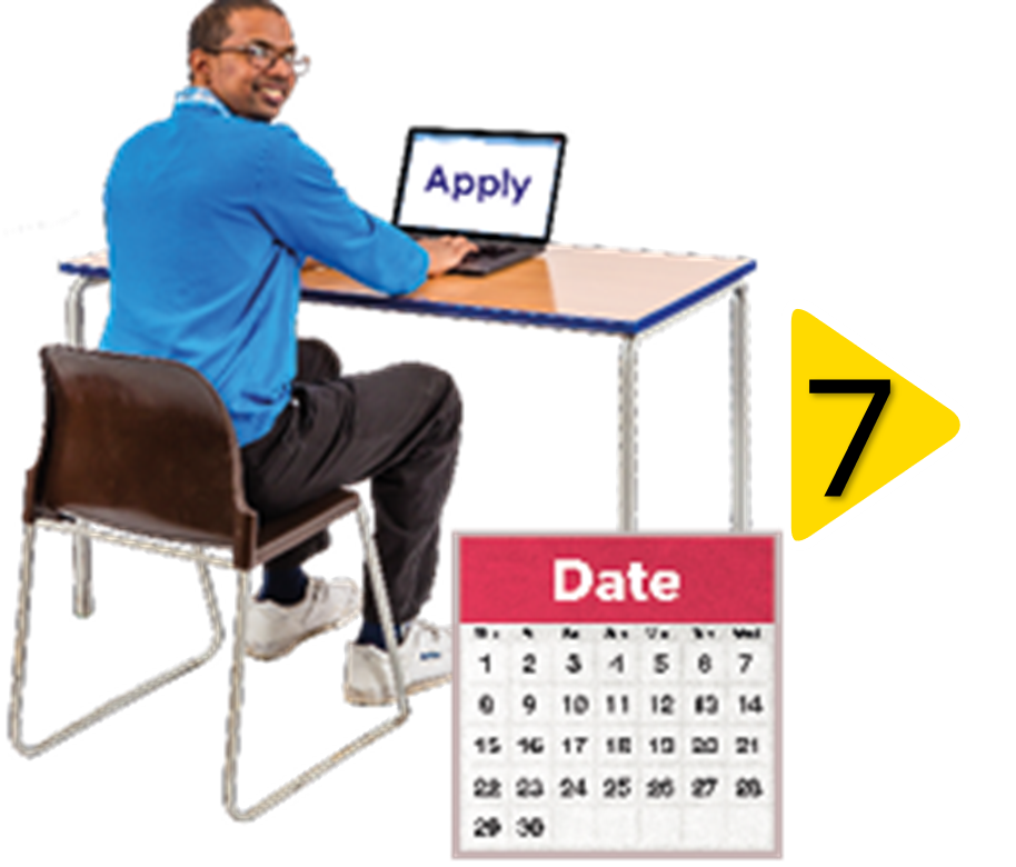 Image of a person applying for a Voter Authority Certificate and a calendar icon